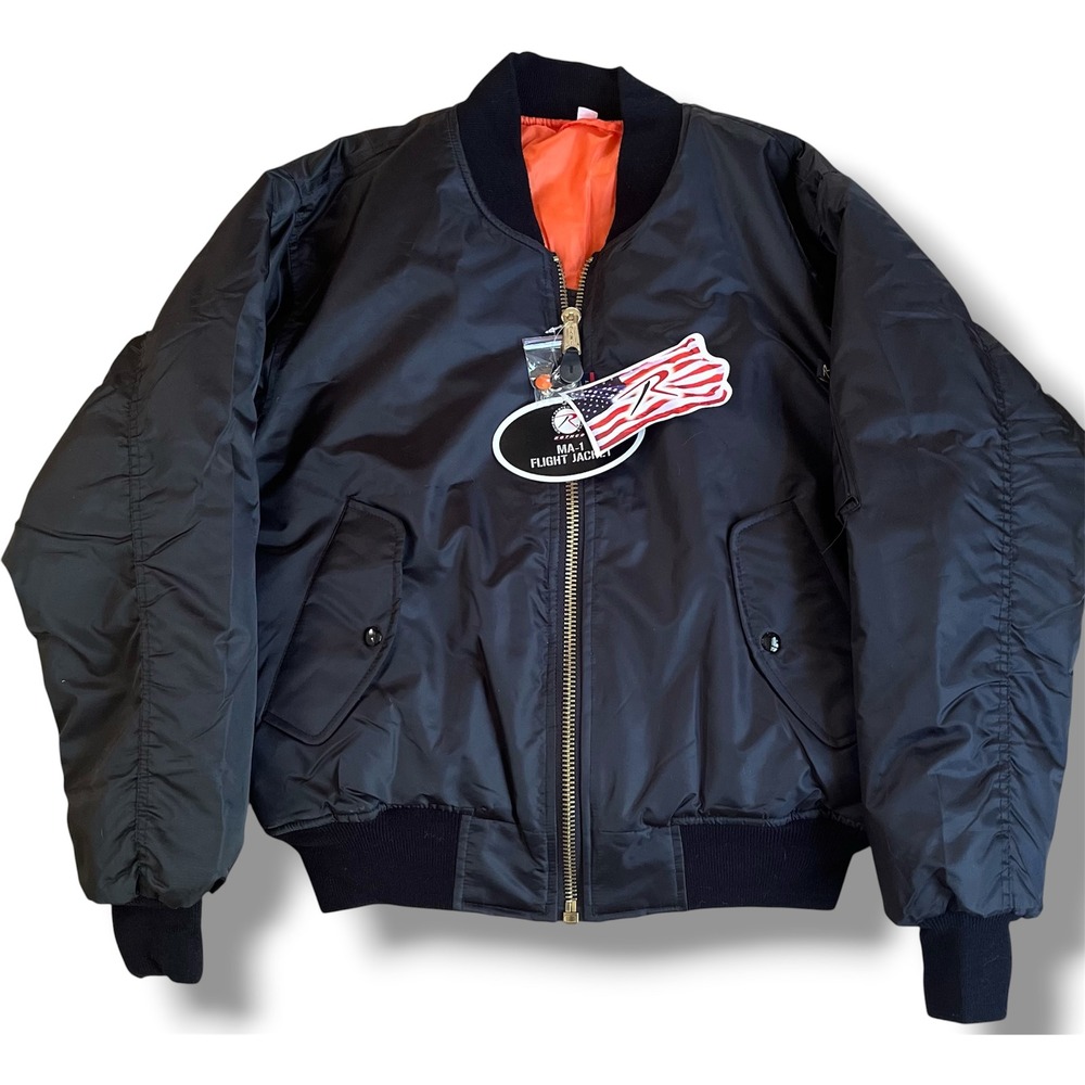Rothco MA-1 Flight Jacket Black Marine Bulldogs Graphic Bomber Mens Small NWT